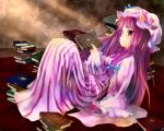  blush book breasts crescent dqn_(dqnww) hat long_hair patchouli_knowledge purple_eyes purple_hair solo touhou violet_eyes 