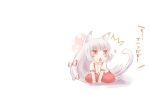  animal_ears blush catgirl chibi fujiwara_no_mokou grey_hair kokotetsu long_hair red_eyes tail touhou white 