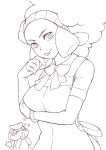  1girl afro aloe_(pokemon) apron headband hijirino_yuuta monochrome patrat pokemon pokemon_(creature) pokemon_(game) pokemon_black_and_white pokemon_bw ribbon sketch smile 