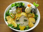  beret blonde_hair bowl drill_hair egg face food grief_seed hair_ornament hat leaf mahou_shoujo_madoka_magica making_of mami_mogu_mogu meat obentou photo rice smile soul_gem tomoe_mami twin_drills vegetable yenkyo 