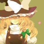  azure_starblue blonde_hair bow braid bust buttons hair_bow hair_ornament hat kirisame_marisa long_hair lowres petals smile solo touhou witch witch_hat yellow_eyes 