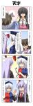  4koma animal_ears black_hair brown_hair bunny_ears carrot comic highres houraisan_kaguya inaba_tewi long_hair o_o purple_hair rapattu reisen_udongein_inaba silver_hair suppository touhou translated translation_request yagokoro_eirin 