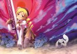  highres kyubey magical_girl mahou_shoujo_madoka_magica murasaki_kajima thighhighs tomoe_mami torn_clothes 