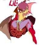  bat_wings edoya_inuhachi face flat_chest head_wings lilith_aensland oekaki pantyhose tongue tongue_out vampire_(game) wings 