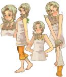  arms_behind_back bad_id barefoot blush brown_hair choker expressions face feet green_eyes hands hands_on_hips ilia looking_to_the_side nintendo penta5 sketch smile solo tears the_legend_of_zelda twilight_princess 