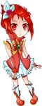  brooch butterfly chibi cure_rouge dress earrings flower frills hair_ribbon hakomura jewelry kneehighs magical_girl natsuki_rin pink_rose precure red_eyes red_hair redhead ribbon rose shoes short_hair solo white_legwear yes!_precure_5 
