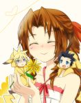  black_hair blonde_hair blue_eyes braid brown_hair closed_eyes cloud_strife cosplay eyes_closed final_fantasy final_fantasy_vii flower hair_ribbon kingdom_hearts long_hair meru pikachu pikachu_(cosplay) pokemon ponytail ribbon scar single_braid zack_fair 