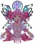  baruserona_okamoto bow gloves hair_bow hexagram highres kaname_madoka magical_girl mahou_shoujo_madoka_magica pink_eyes pink_hair short_twintails smile stained_glass star_of_david twintails white_gloves wings 