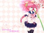  erika flower pangya pink_hair thigh-highs wink yuuki_kira 