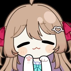  1girl :3 ahoge animal_hands animated animated_gif aqua_bow aqua_bowtie blue_sailor_collar blush_stickers bow bowtie brown_hair chunye_haruya closed_eyes commentary commission english_commentary hair_between_eyes hair_ornament hair_ribbon heart heart_hair_ornament long_hair lowres neuro-sama neuro-sama_(1st_costume) red_ribbon ribbon sailor_collar second-party_source shirt solo sticker_(medium) transparent_background two_side_up upper_body vedal_ai virtual_youtuber white_shirt 