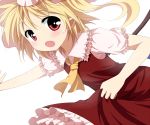  :o anime_coloring blonde_hair clothes_grab flandre_scarlet floating_hair haiiro_(immature) hat looking_at_viewer necktie open_mouth pointy_ears simple_background solo sweatdrop the_embodiment_of_scarlet_devil touhou wings 