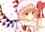  artist_request bad_id bajinappo blonde_hair blush bow crystal face flandre_scarlet hair_bow hands hat hat_bow portrait red_eyes side_ponytail smile solo source_request the_embodiment_of_scarlet_devil touhou wings wrist_cuffs 