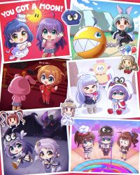  >_< 6+girls :d ? ahoge animal_ears animal_hood armor baba_konomi balloon blue_hair brown_cat brown_hair cappy_(mario) cat chain_chomp chef_hat chibi chibi_only chupacabra_(idolmaster) commentary cosplay dragon dress english_commentary green_eyes green_hair handa_roco hat highres hood hood_up hoodie idolmaster idolmaster_million_live! idolmaster_million_live!_theater_days jacket jcomix makabe_mizuki matsuda_arisa mochizuki_anna multiple_girls nanao_yuriko official_alternate_costume orange_eyes pants pauline_(nintendo) pauline_(nintendo)_(cosplay) power_moon purple_hair purple_hoodie rabbit_ears rabbit_hood red_jacket red_pants running satake_minako shiraishi_tsumugi sitting smile super_mario_bros. super_mario_odyssey tenkubashi_tomoka tokugawa_matsuri white_dress white_hat winter_clothes yellow_eyes yokoyama_nao 