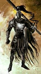  1other absurdres armor brown_background cape chain commentary concept_art corrupted_twitter_file couter cuirass cuisses english_commentary fantasy full_armor full_body greaves highres holding holding_sword holding_weapon leg_armor original over_shoulder pauldrons phanthema poleyn sabaton shoulder_armor simple_background standing sword sword_over_shoulder vambraces visor_(armor) weapon weapon_over_shoulder 