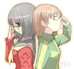  amagi_yukiko amagi_yukiko_(cosplay) character_request cosplay crossover face glasses misaka_mikoto multiple_girls parody persona persona_4 saki satonaka_chie satonaka_chie_(cosplay) sketch to_aru_kagaku_no_railgun to_aru_majutsu_no_index touyoko_momoko track_jacket yu_65026 