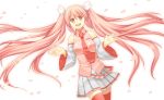  hatsune_miku long_hair petals pink_hair sakura_miku thigh-highs vocaloid 