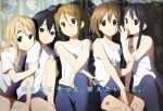  absurdres akiyama_mio black_hair blonde_hair blue_eyes brown_eyes brown_hair hair_down highres hirasawa_yui horiguchi_yukiko jeans k-on! kotobuki_tsumugi long_hair multiple_girls nakano_azusa official_art ponytail shirt short_hair shorts tainaka_ritsu tamine_ikuko tsuda_sachie very_long_hair yamamoto_rin 