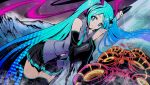  aqua_hair at_the_mountains_of_the_madness cthulhu_mythos detached_sleeves hatsune_miku headphones headset long_hair lovecraft maxgonta necktie skirt smile thigh-highs thighhighs twintails very_long_hair vocaloid zettai_ryouiki 