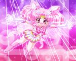  :d angel_wings bishoujo_senshi_sailor_moon boots bow brooch chibi_usa child choker double_bun flying gloves hair_ornament hairpin happy heart jewelry magical_girl open_mouth outstretched_arms pink pink_background pink_boots pink_eyes pink_hair pleated_skirt ribbon sailor_chibi_moon sailor_collar short_hair skirt smile solo sparkle spread_arms super_sailor_chibi_moon tiara twintails white_gloves wings yukinyan 