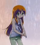  casual chounan highres long_hair orange_hair rain see-through tokimeki_memorial tokimeki_memorial_2 wet 