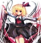 ascot bad_id blonde_hair dot_heit hair_ribbon outstretched_arms red_eyes ribbon rough rumia short_hair skirt smile solo speed_painting spread_arms the_embodiment_of_scarlet_devil touhou youkai 