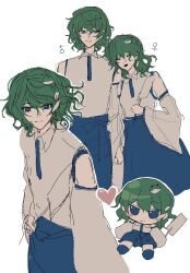  1boy 1girl :d blue_eyes blue_shoes blue_skirt blue_trim blush_stickers character_and_genderswap closed_eyes closed_mouth collared_shirt commentary cowboy_shot detached_sleeves dot_nose dubiansuhai frog_hair_ornament fumo_(doll) genderswap genderswap_(ftm) gohei hair_between_eyes hair_ornament heart hetero highres holding holding_gohei holding_hands kochiya_sanae looking_at_viewer mars_symbol medium_hair multiple_views no_pupils nontraditional_miko open_mouth shirt shoes shoulder-to-shoulder simple_background sketch skirt sleeveless sleeveless_shirt smile snake_hair_ornament split_mouth touhou venus_symbol white_background white_shirt wide_sleeves 