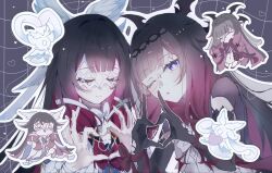  columbina_(big_bad_vampire)_(genshin_impact) columbina_(genshin_impact) eye_mask genshin_impact hair_ornament head_wings highres invisible_shoes mask multicolored_hair multiple_wings purple_streaks rin_bina see-through_clothes see-through_mask streaked_hair unusually_open_eyes white_headdress white_mask white_wings wing_hair_ornament wings wrist_bow 