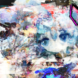  1girl abstract abstract_background absurdres blue_eyes closed_mouth commentary_request hatsune_miku highres hilty light_smile looking_ahead portrait solo vocaloid 