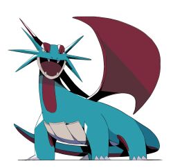  full_body highres no_humans nostrils open_mouth pokemon pokemon_(creature) psaber97 salamence simple_background solo white_background 