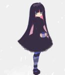  backcutter black_dress blue_eyes bow cup drawr dress hair_bow long_hair mug multicolored_hair panty_&amp;_stocking_with_garterbelt solo stocking_(character) stocking_(psg) striped striped_legwear striped_thighhighs thighhighs two-tone_hair 