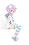  blush choujigen_game_neptune compile_heart female girl goma_(mm324) goma_(pixiv645217) gust_(neptune_series) hair_ornament highres hoodie idea_factory long_hair neptune_(choujigen_game_neptune) nippon_ichi purple_eyes purple_hair sega sitting smile solo striped striped_legwear thighhighs violet_eyes 