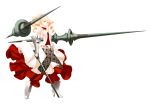  armor athena_(lord_of_vermilion) bare_shoulders blonde_hair blue_eyes boots bow drill_hair gloves lord_of_vermilion solo sword weapon 