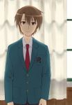  1boy brown_eyes brown_hair koizumi_itsuki male necktie school_uniform short_hair solo suzumiya_haruhi_no_yuuutsu ukon 
