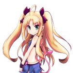  astarotte_ygvar blonde_hair demon_girl demon_tail drpow flat_chest green_eyes heart_tail long_hair looking_at_viewer lotte_no_omocha! simple_background skirt smirk solo succubus tail tom_(drpow) twintails very_long_hair wrist_cuffs 