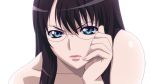  bare_shoulders blue_eyes cattleya glasses hair_down lips lipstick long_hair looking_at_viewer queen&#039;s_blade queen's_blade serious simple_background solo 