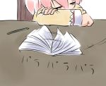  comic kaname_madoka mahou_shoujo_madoka_magica notebook page_flap pen pink_hair sleeping twintails wind 