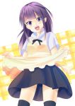  apron_lift bangs blunt_bangs highres ibitsu-ju long_hair open_mouth purple_eyes purple_hair short_sleeves skirt solo thighhighs tsurime violet_eyes waitress working!! yamada_aoi zettai_ryouiki 