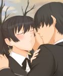  1boy 1girl amagami blush closed_eyes incipient_kiss tachibana_jun&#039;ichi toki_(artist) tsukahara_hibiki 