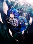  blue_hair bubble highres original red_eyes seafh solo underwater 