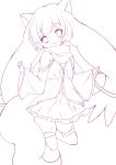  :3 absurdres androgynous animal_ears animal_tail boy cat_ears crossdressing crossdressinging dress highres jacket kyubey kyuubee long_hair mahou_shoujo_madoka_magica male monochrome open_mouth personification scarf skirt smile solo tail thighhighs trap white_dress 
