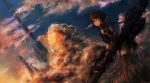  city cloud clouds copyright_request cyborg gun highres red_eyes seafh sky solo weapon 