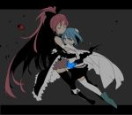  blue_hair kaida kaida_michi long_hair magical_girl mahou_shoujo_madoka_magica miki_sayaka multiple_girls ponytail red_hair redhead sakura_kyouko short_hair soul_gem spoilers tears thighhighs 