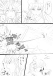  2girls braid comic highres hong_meiling long_hair monochrome multiple_girls niwatazumi power-up touhou translation_request twin_braids 