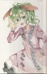  animal_ears daisuke_(pixiv) dress fang green_eyes green_hair hand_on_hip highres hips kasodani_kyouko open_mouth painting short_hair smile solo touhou traditional_media watercolor_(medium) watercolors 