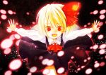  bad_id blonde_hair blush clear_moon danmaku dress fang open_mouth outstretched_arms red_eyes ribbon rumia solo the_embodiment_of_scarlet_devil touhou youkai 