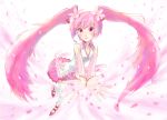  dress hatsune_miku long_hair petals pink_hair sakura_miku twintails vocaloid 