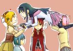  akemi_homura blonde_hair blue_hair drill_hair kaname_madoka kyubey long_hair magical_girl mahou_shoujo_madoka_magica miki_sayaka multiple_girls pantyhose pink_eyes pink_hair ponytail red_eyes red_hair redhead sakura_kyouko school_uniform short_hair short_twintails tknn0403 tomoe_mami translation_request twintails 