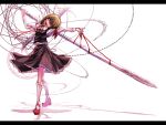  blonde_hair chain dress frills lastdark letterboxed polearm ribbon rumia solo spear standing the_embodiment_of_scarlet_devil touhou weapon youkai 