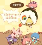  5girls :3 akemi_homura animal_ears black_hair blonde_hair blue_eyes blue_hair bow bunny_ears cat_ears cat_tail character_doll charlotte_(madoka_magica) chibi closed_eyes crane_game doll drill_hair eating english eyes_closed get hair_bow hairband hat kaname_madoka kyubey magical_girl mahou_shoujo_madoka_magica mami_mogu_mogu mermaid miki_sayaka monster_girl multiple_girls pink_eyes pink_hair red_eyes red_hair redhead sakura_kyouko school_uniform spoilers tail tomoe_mami twin_drills twintails wishbone 