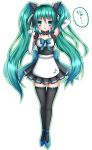  aqua_hair bow cat_pose choker elbow_gloves gloves hatsune_miku highres long_hair maid nyan paw_pose shitou simple_background skirt thigh-highs thighhighs twintails very_long_hair vocaloid 